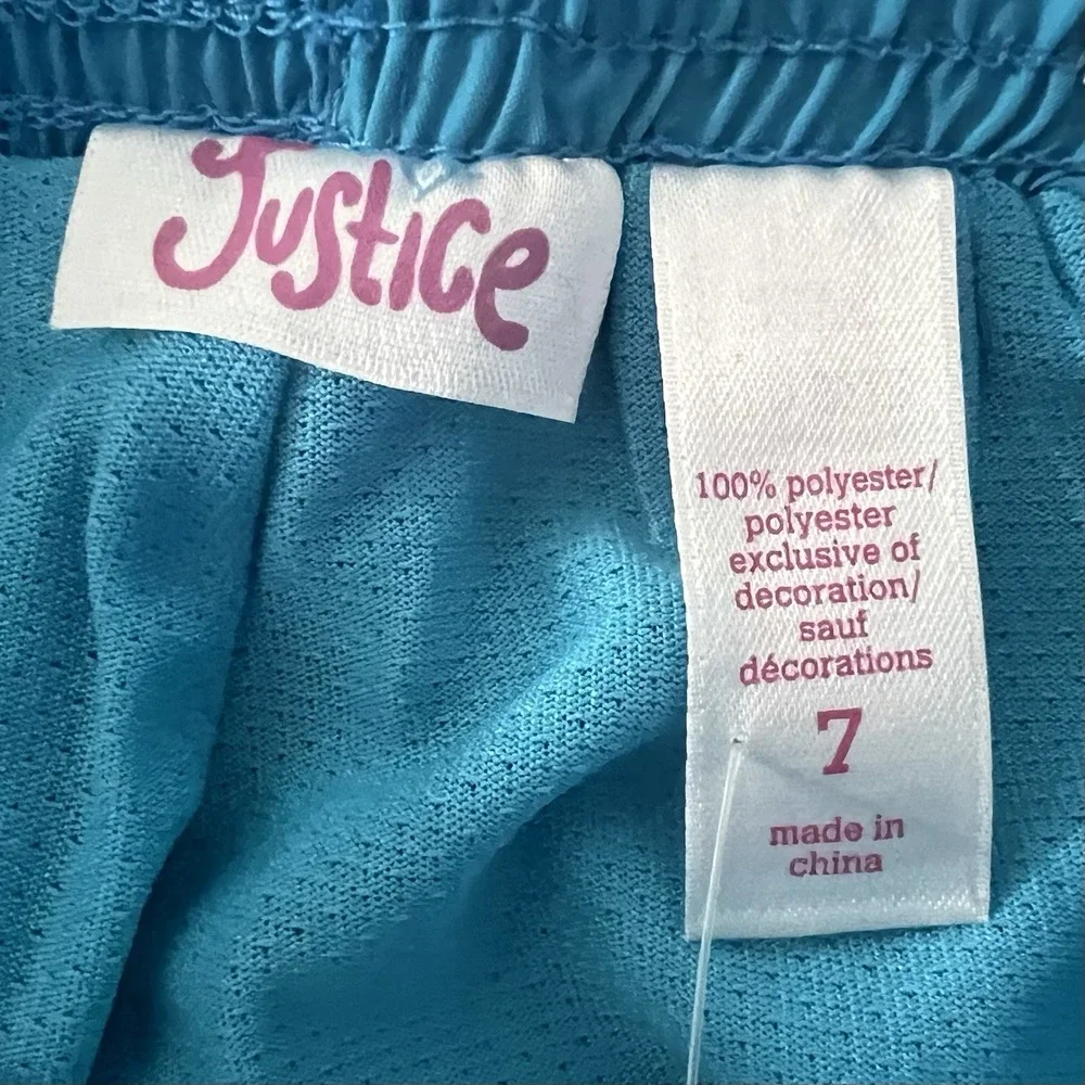 Justice Girls Blue Athletic Track Pants Purple Trim Leopard Print‎ Size 7 NWT